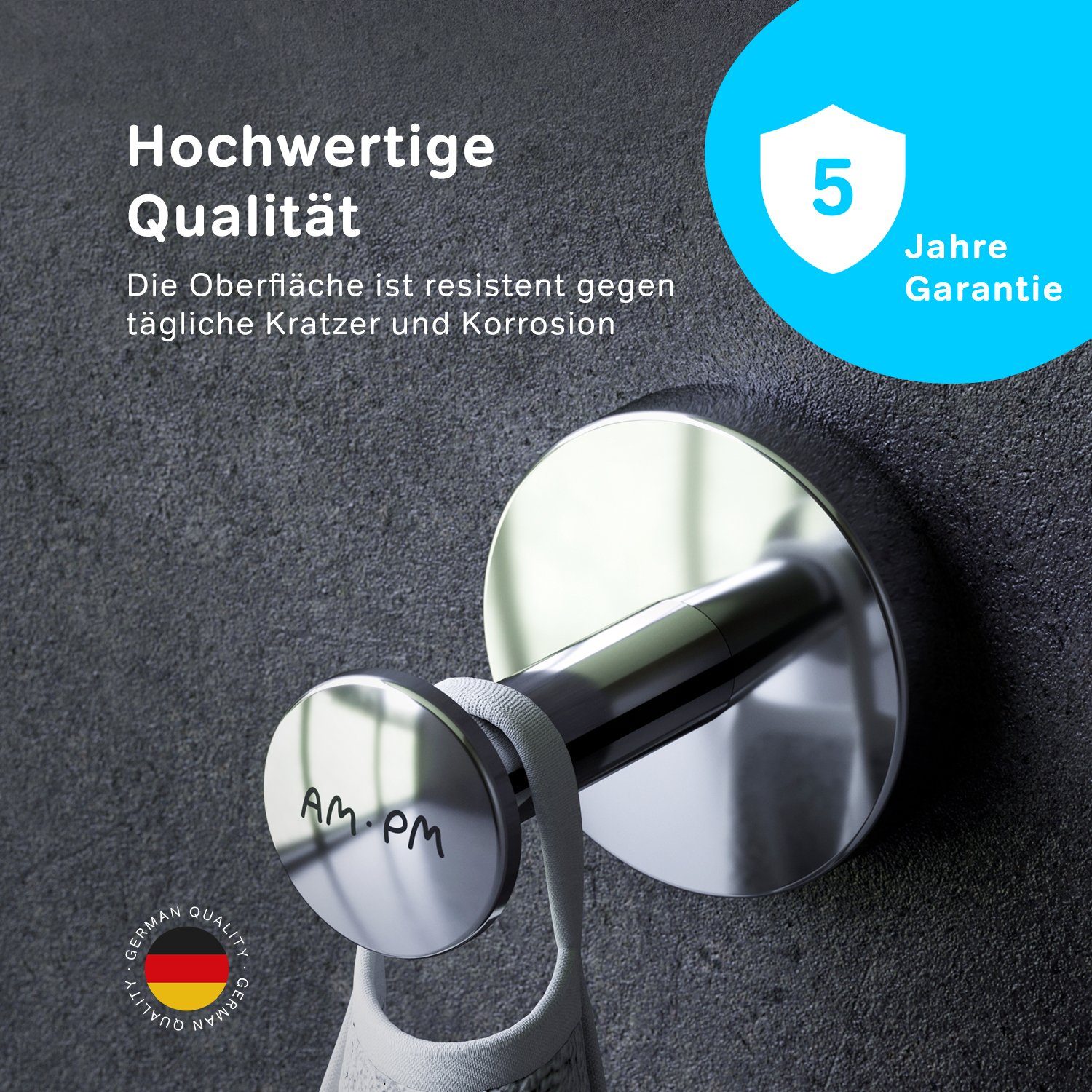 AM.PM Wandhaken Inspire 2.0, Badezimmer, Dusche, Küche, besteht aus hochwertigem Stahl, der Rost und Korrosion widersteht