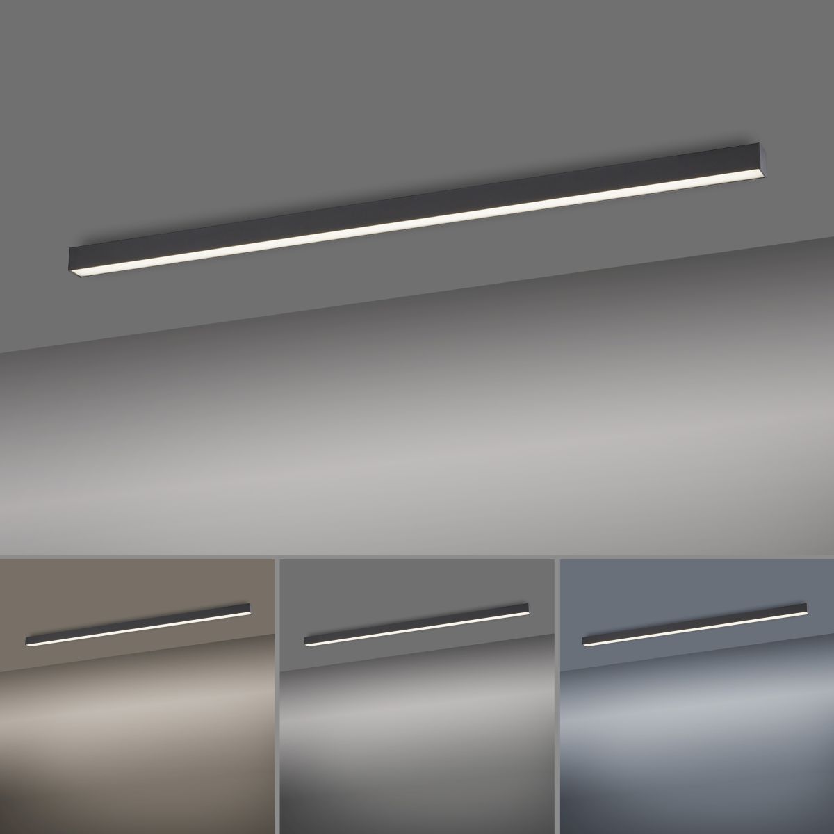 Paul Neuhaus LED Deckenlampe Pure-Lines Anthrazit 110 x 3,8 cm