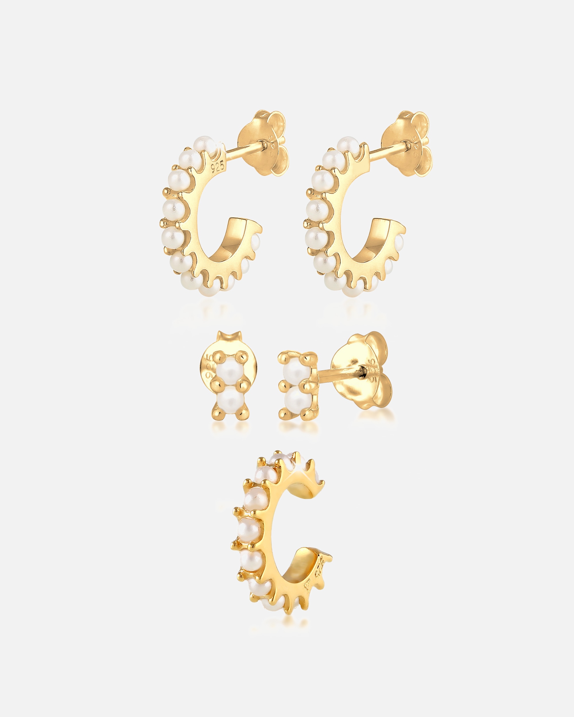 Elli Creoles Earcuff with Synthetic Pearls, Women's Earrings - (925/1000) Silver