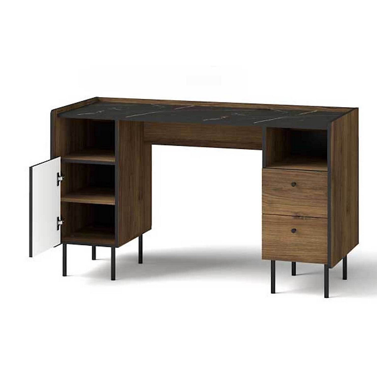 Schreibtisch Bürotisch Pereto 135x55x79cm 1-türig 2 Schubladen