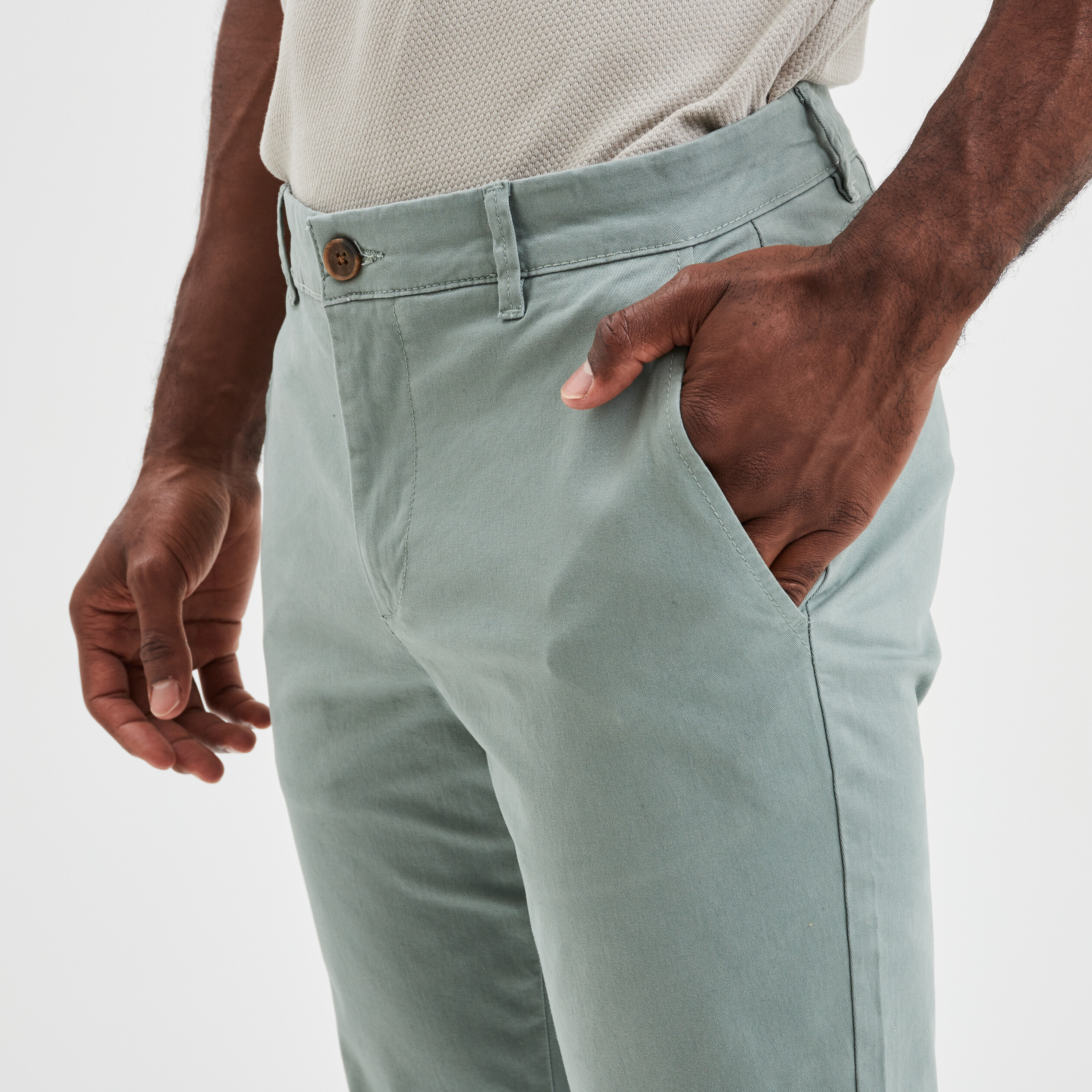 Pantalon chino slim coton vert clair homme | La Halle