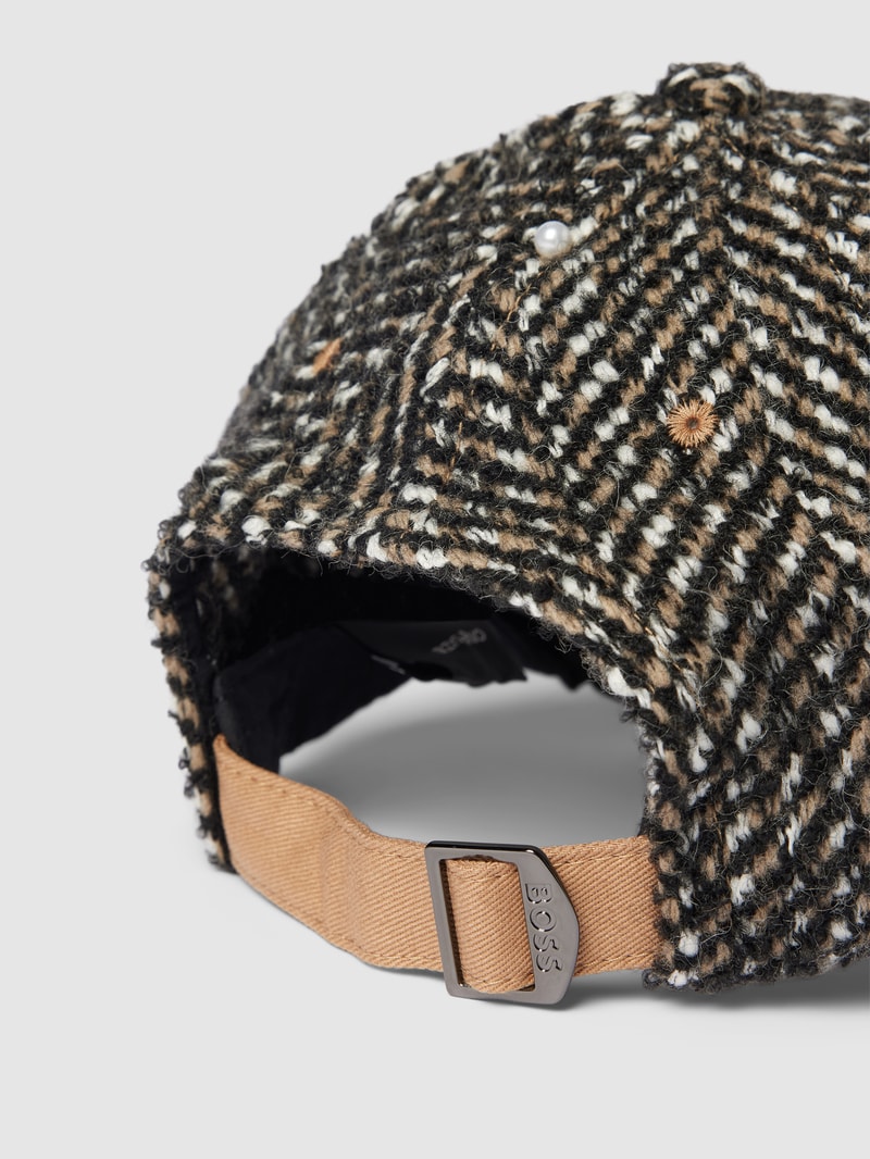 Cap aus Woll-Mix mit Label-Detail in beige