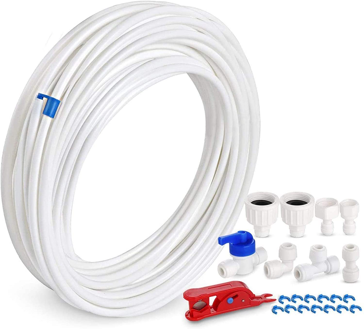 Homewit Schlauch 15m Wasserzulaufleitung Schlauchregner Universal Anschluss-Set, Wasserschlauch 6,35mm(1/4)