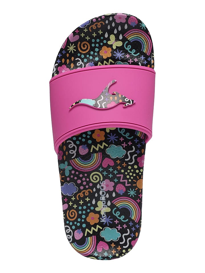 Kangaroos Pantoletten in Schwarz/Pink günstig kaufen