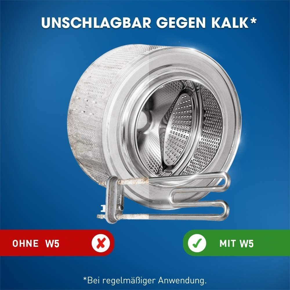 W5 100x Entkalker Tabs für Waschmaschine, Wasserkocher, Spülmaschine Entkalker (für MIELE, BEKO, Siemens, Haier, Bauknecht, AEG, Bosch, Samsung, Midea, [100-St. Hoover, Gorenje, Privileg, LG, Candy, Comfee, Hisense Entkalkungstabletten für alle Marke