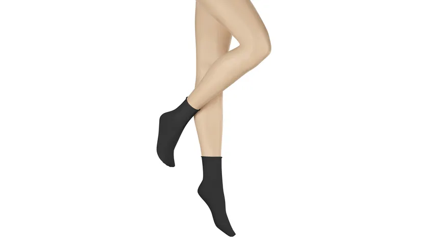 KUNERT Damen Socken mit Rollrand SENSUAL COTTON mit feinem Maschenbild Black