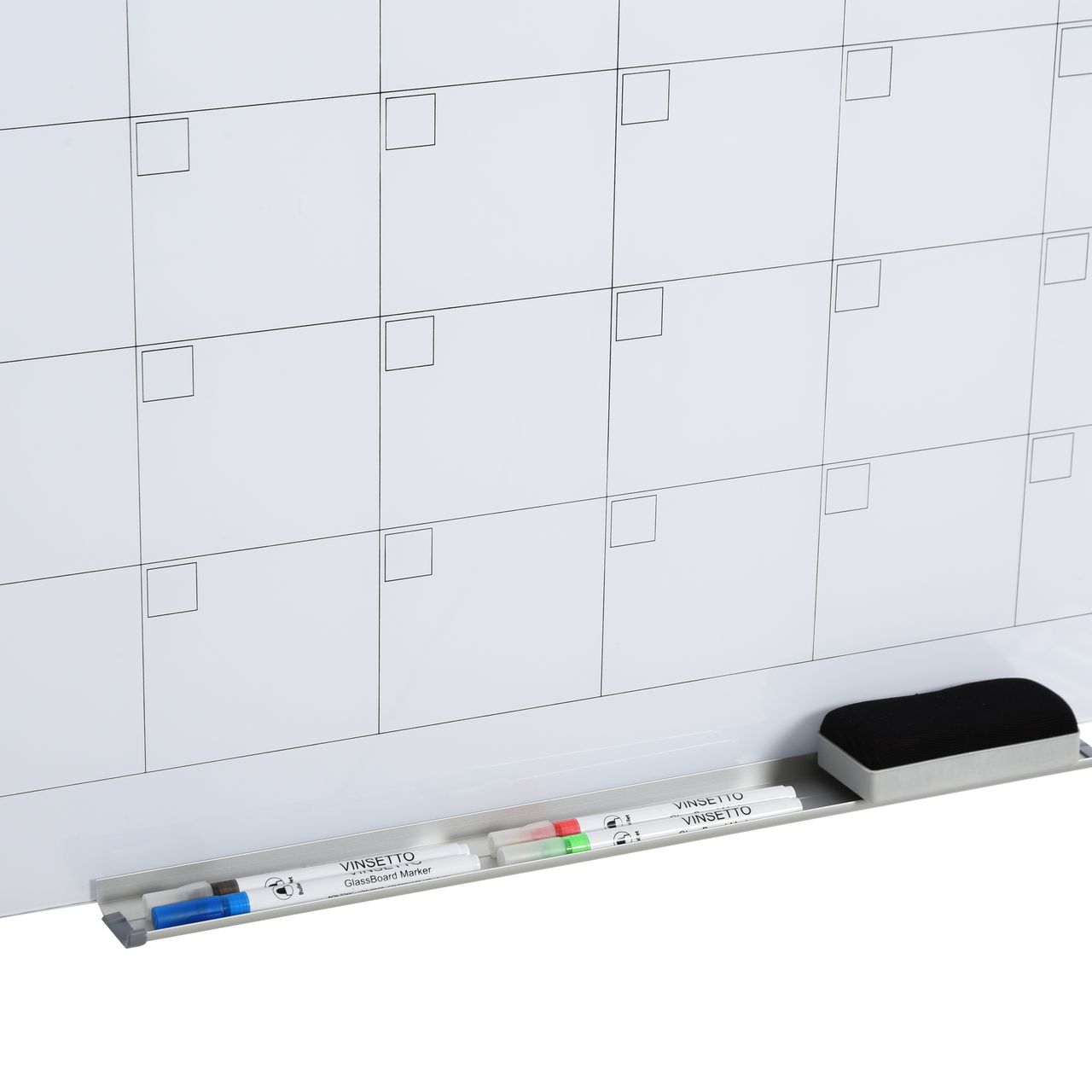 Vinsetto Kalendertafel Glasplatte mit 4 Glasclip Planungstafel Weiß