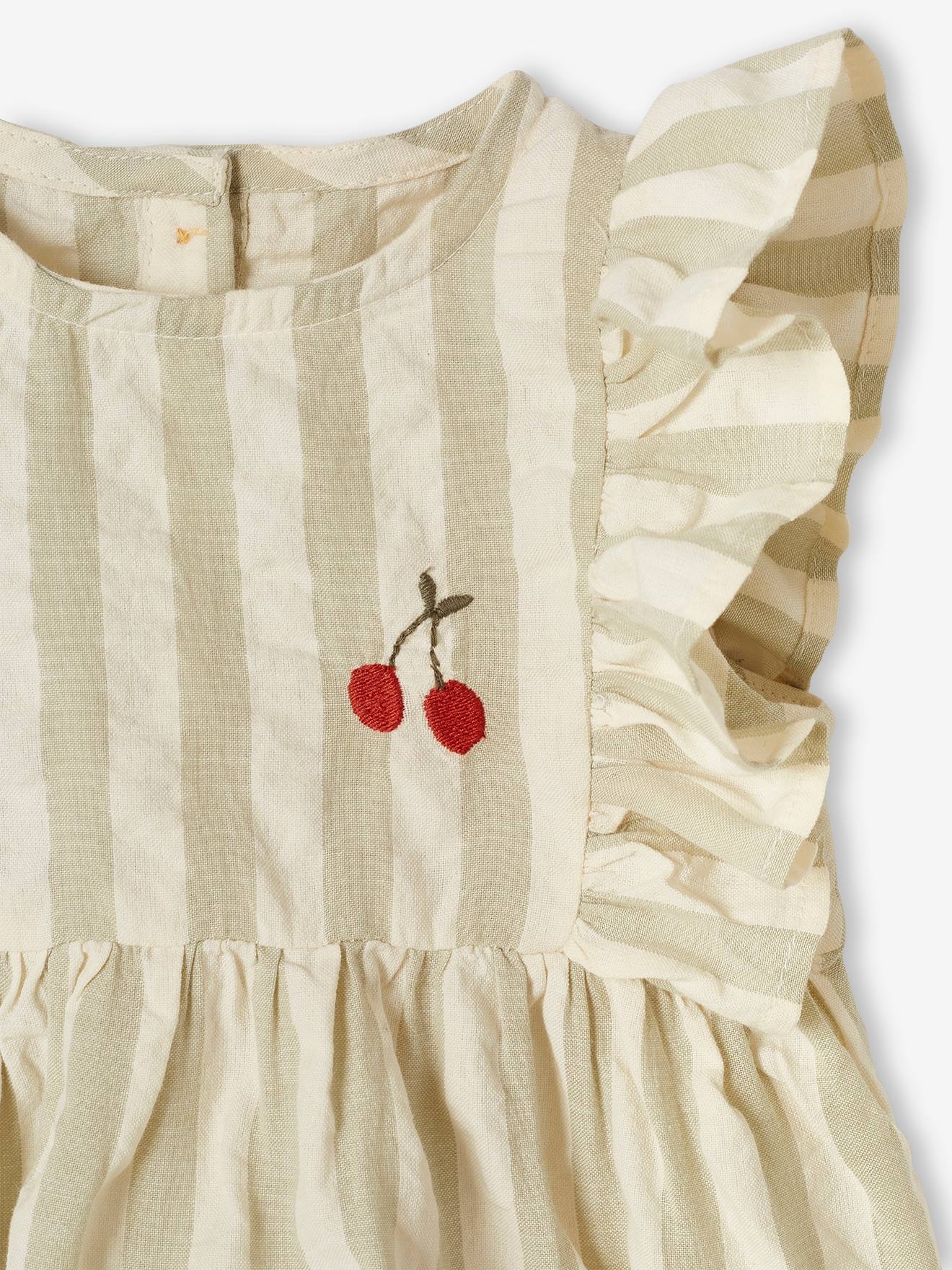 Robe sans manches bébé seersucker vert de gris