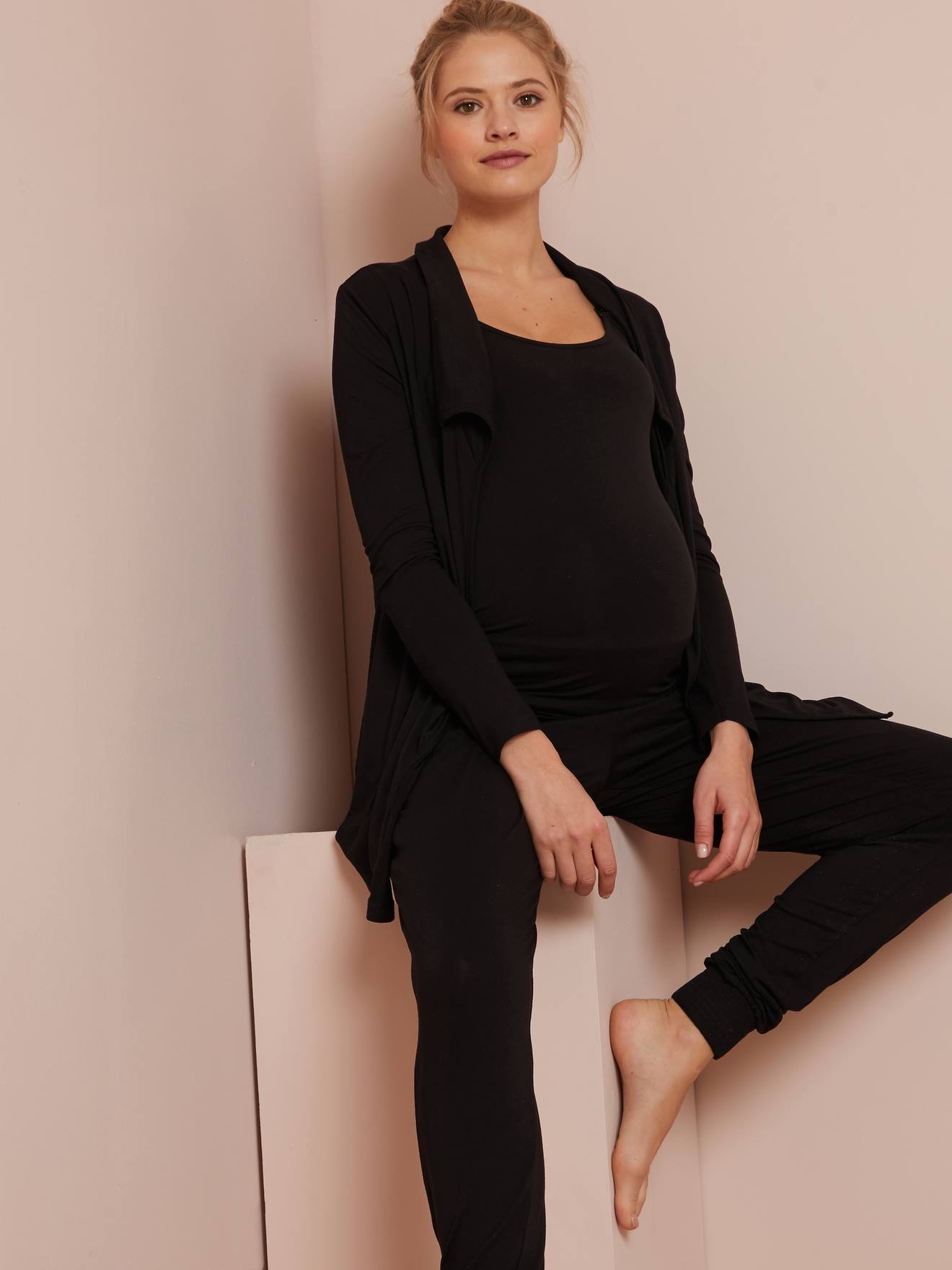 Vertbaudet 3-teiliges Homewear-Set, Schwangerschaft & Stillzeit - schwarz