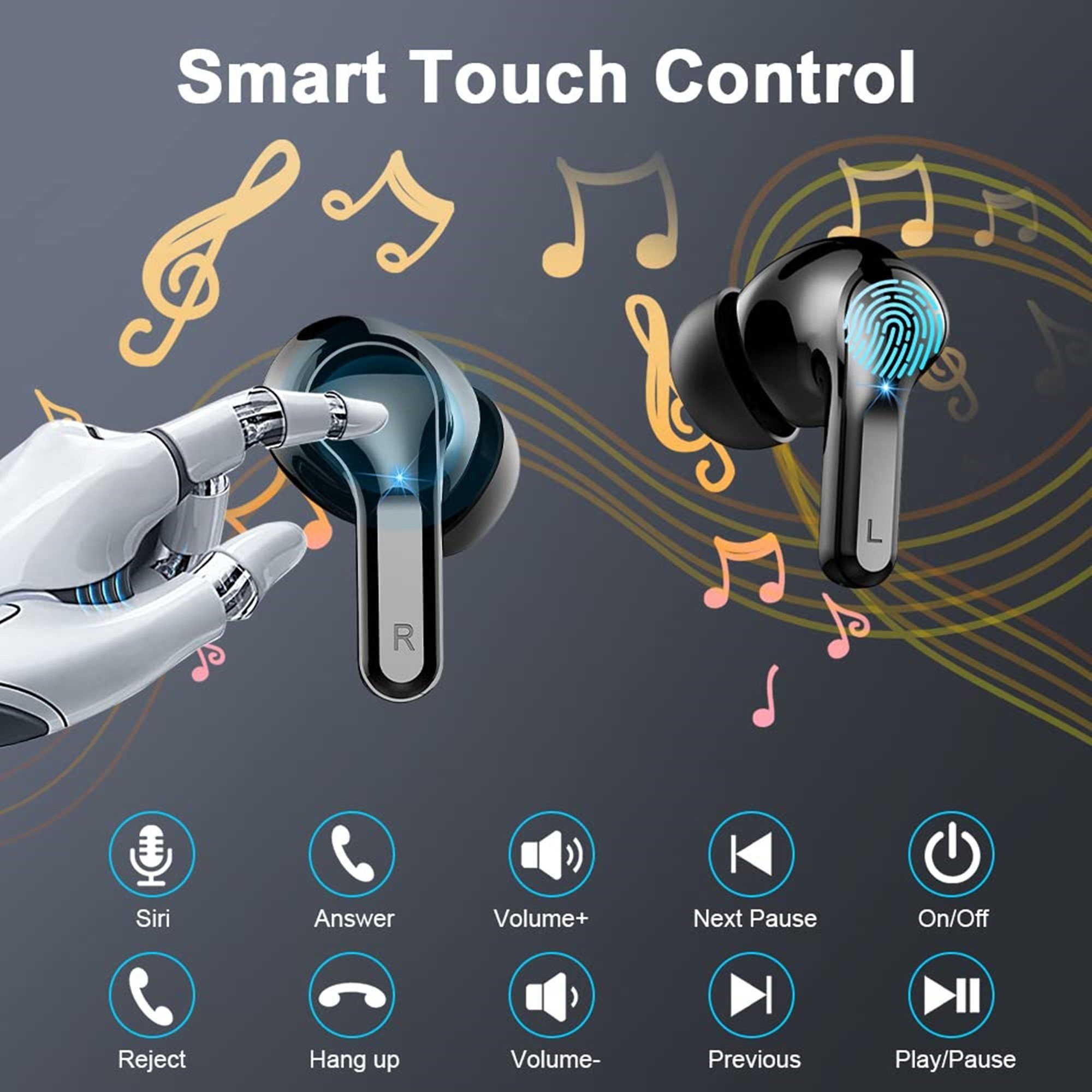 Tisoutec Bluetooth Kopfhörer,Kopfhörer Kabellos Bluetooth 5.3 In Ear Kopfhörer In-Ear-Kopfhörer (AMA derselbe Bestseller mit 4 ENC Mikrofon,2023 Neue Kabellose Kopfhörer Noise Cancelling Earbuds mit 40H Deep Bass,USB-C,IP7 Wasserdicht Ohrhörer, IPX7