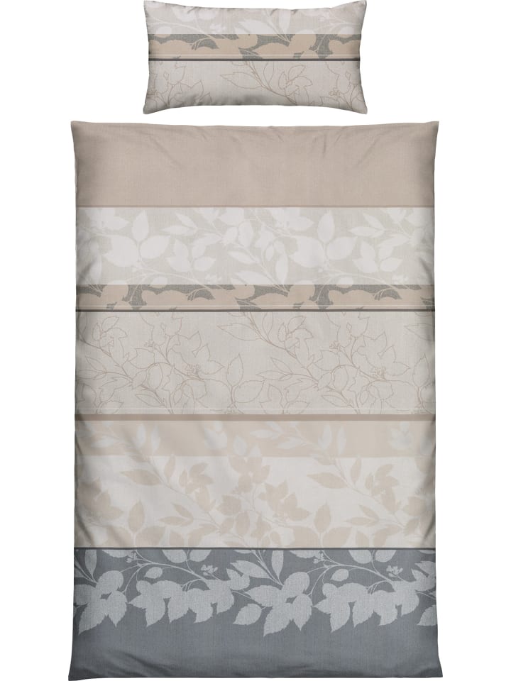 REDBEST Microfaser-Satin, Microfaser Bettwäsche in beige-grau günstig kaufen