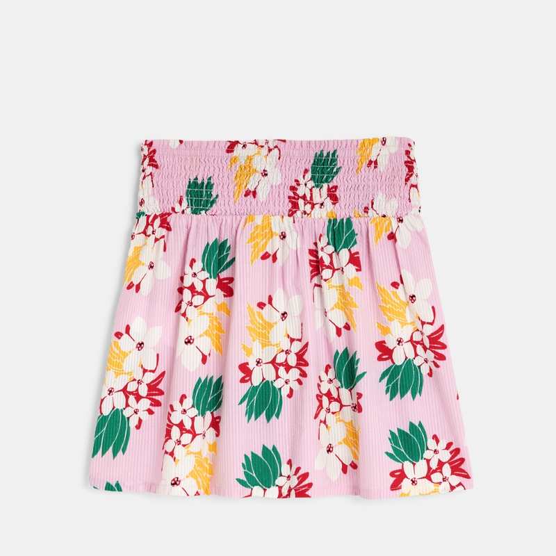 Jupe trapèze fille à motifs fleurs exotiques rose Catimini