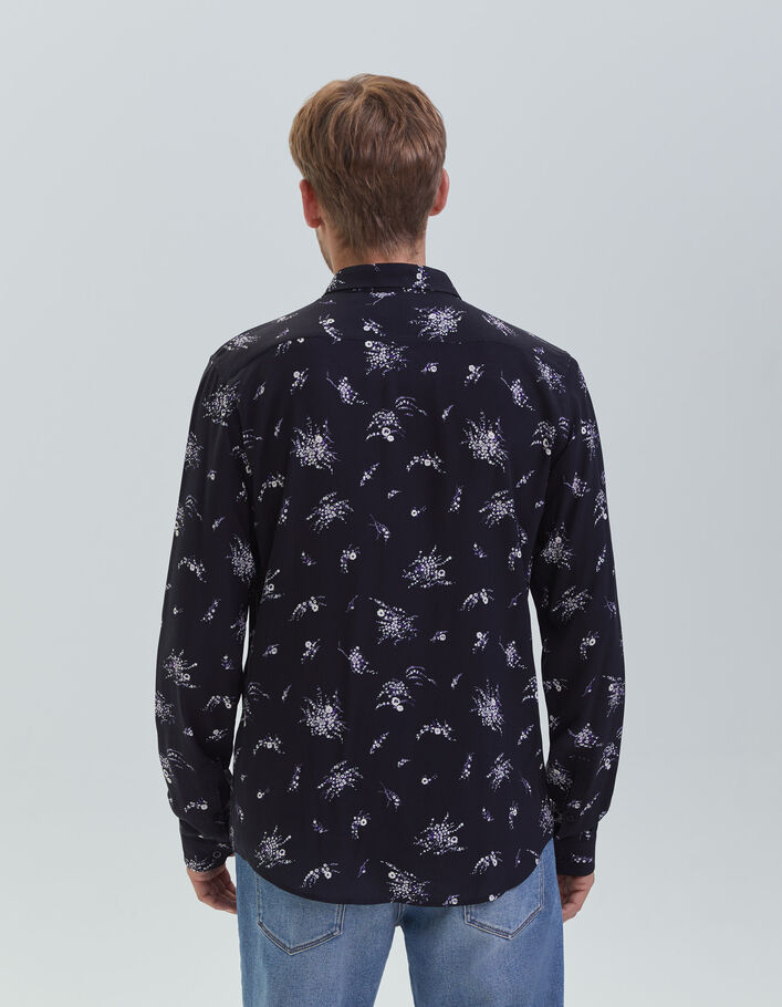 Chemise SLIM noire motif fleurs Homme