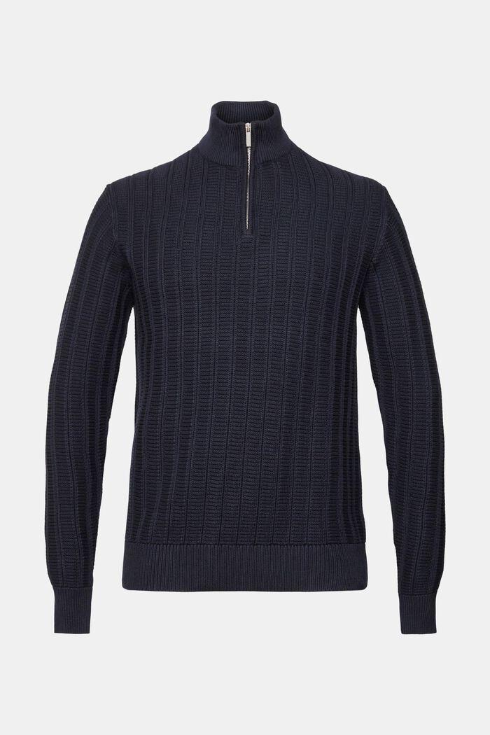 Grobstrickpullover mit kurzem Reißverschluss
