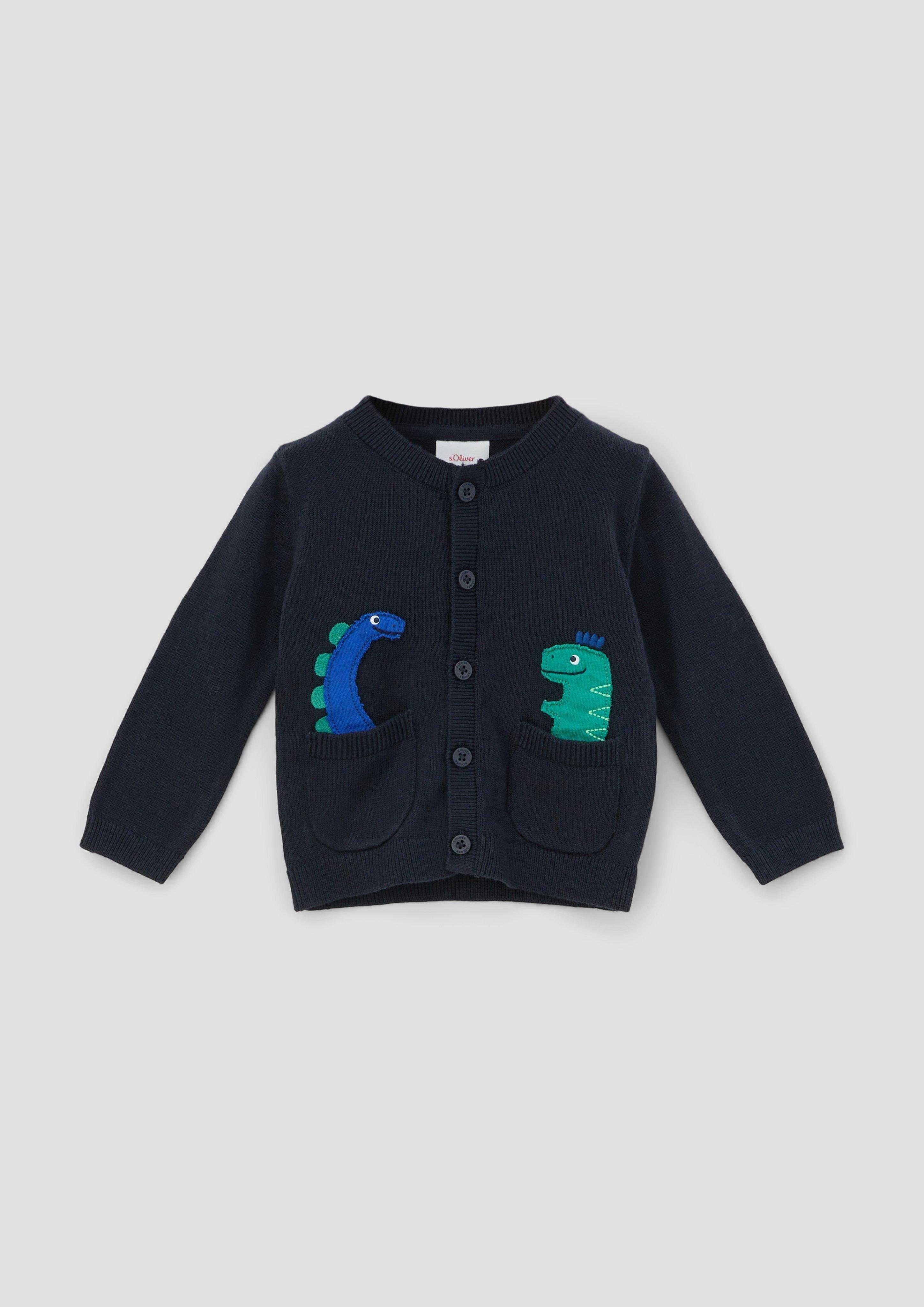 s.Oliver Strickjacke Strickjacke mit Dino-Applikation Applikation
