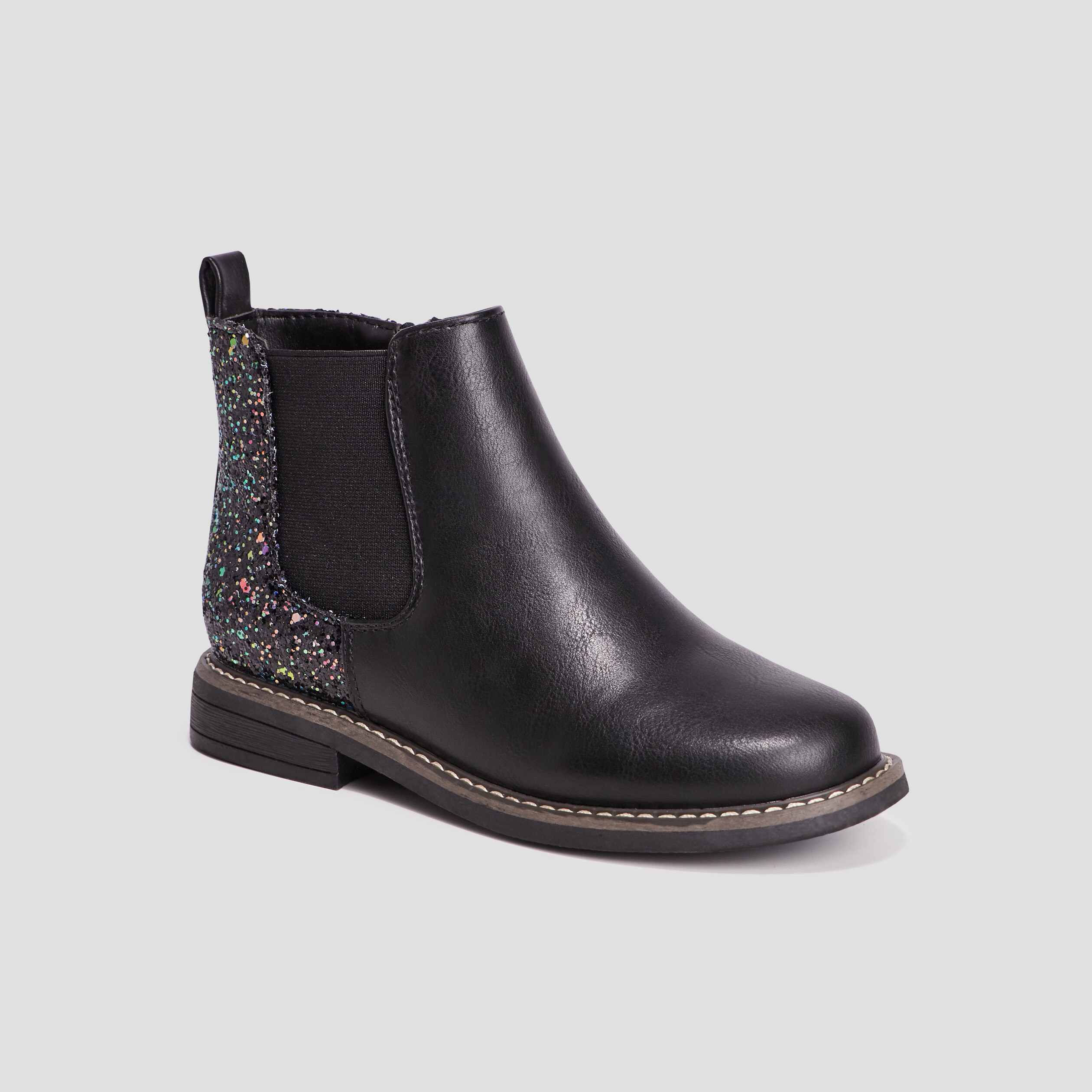Bottines chelsea zippées à paillettes noir fille | La Halle