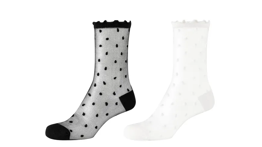 s.Oliver Damen Socken Originals Transparent Ankle Socks 2er Pack schwarz, weiss