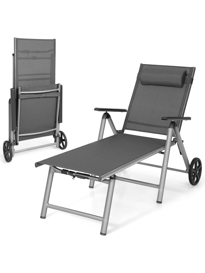 COSTWAY Sonnenliege mit Rollen in Grau günstig kaufen onesize