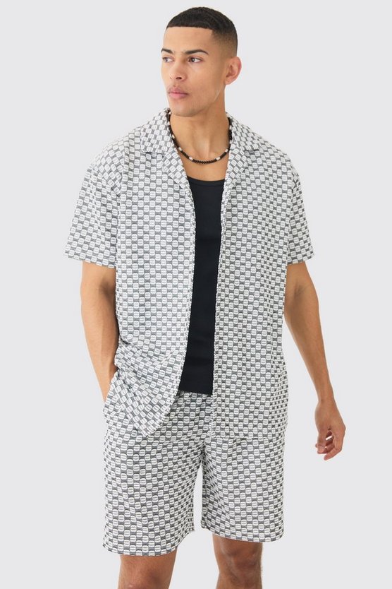 Kastiges Oversize Jacquard-Hemd & Shorts