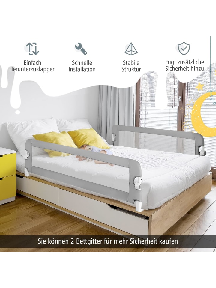 COSTWAY Bettgitter in Grau günstig kaufen 150 x 45 cm