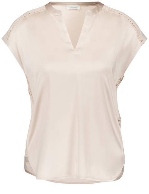Kurzarmshirt mit Häkeldetails