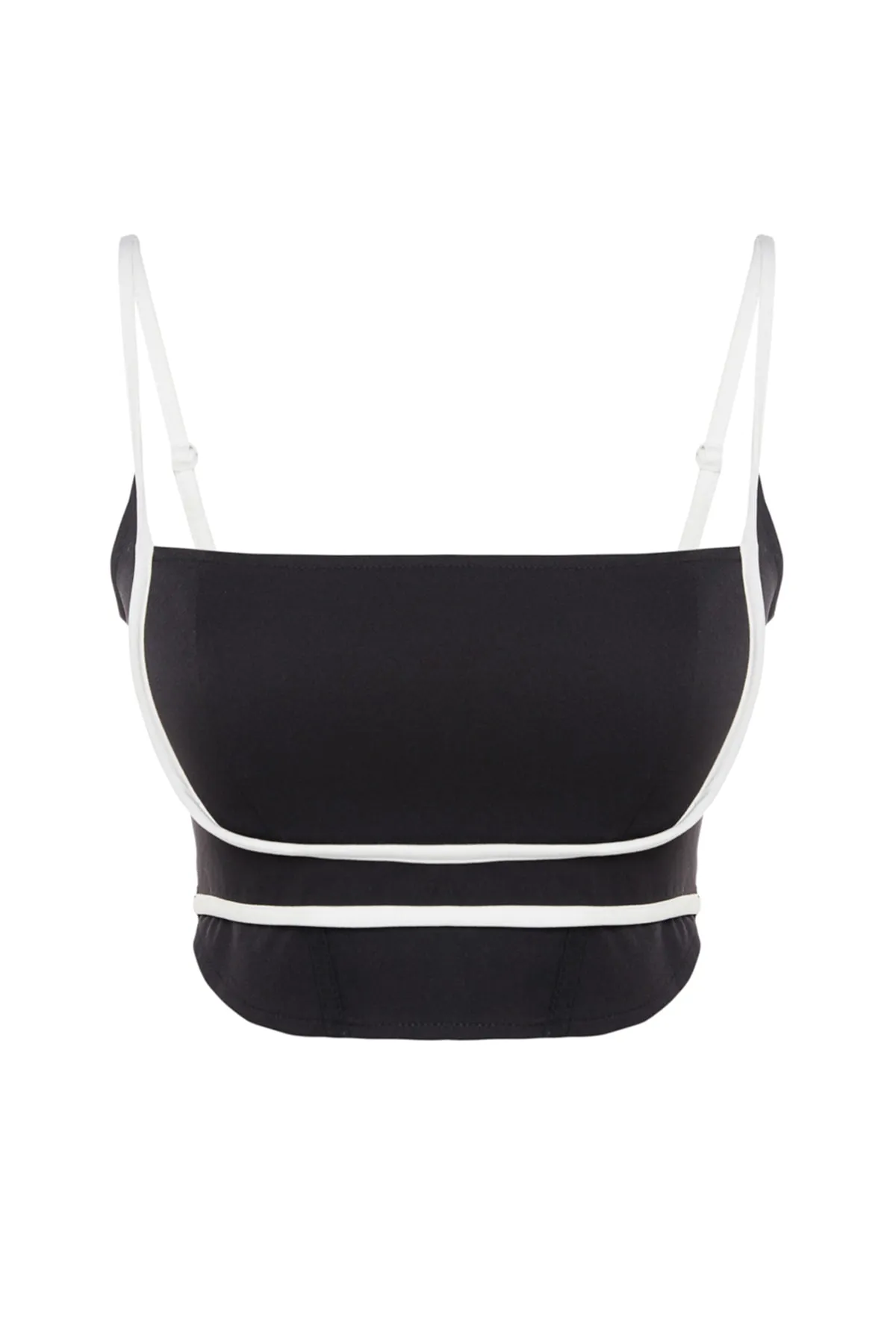 Trendyol Collection  Schwarz-weißes Crop-Bustier aus Webstoff TPRSS23BS00016