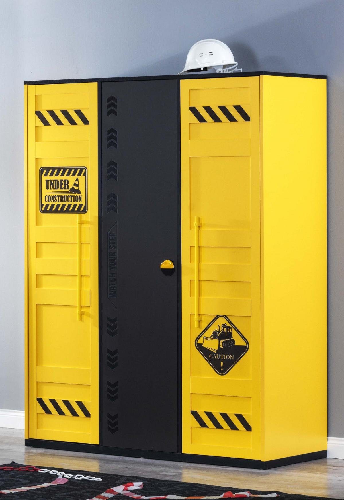 Möbel-Lux Jugendzimmer-Set Bulldozer, (Set, 4-St., Bett, Nachttisch, Kleiderschrank, Schreibtisch), mit Baggerbett