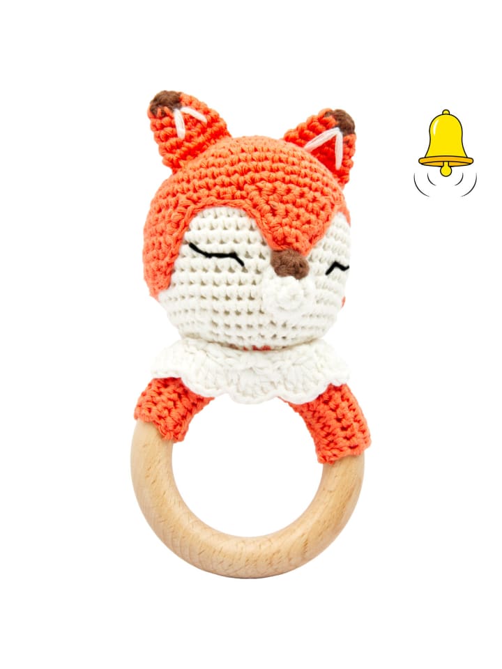 miniHeld Handgestrickter Fuchs Fuzzy Set Babyrassel Holz Baumwolle 15 cm 0 Monate günstig kaufen onesize