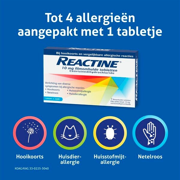 Reactine Cetirizine 10mg filmbevonatú szénanátha tabletta gyógyszer - 21 darab
