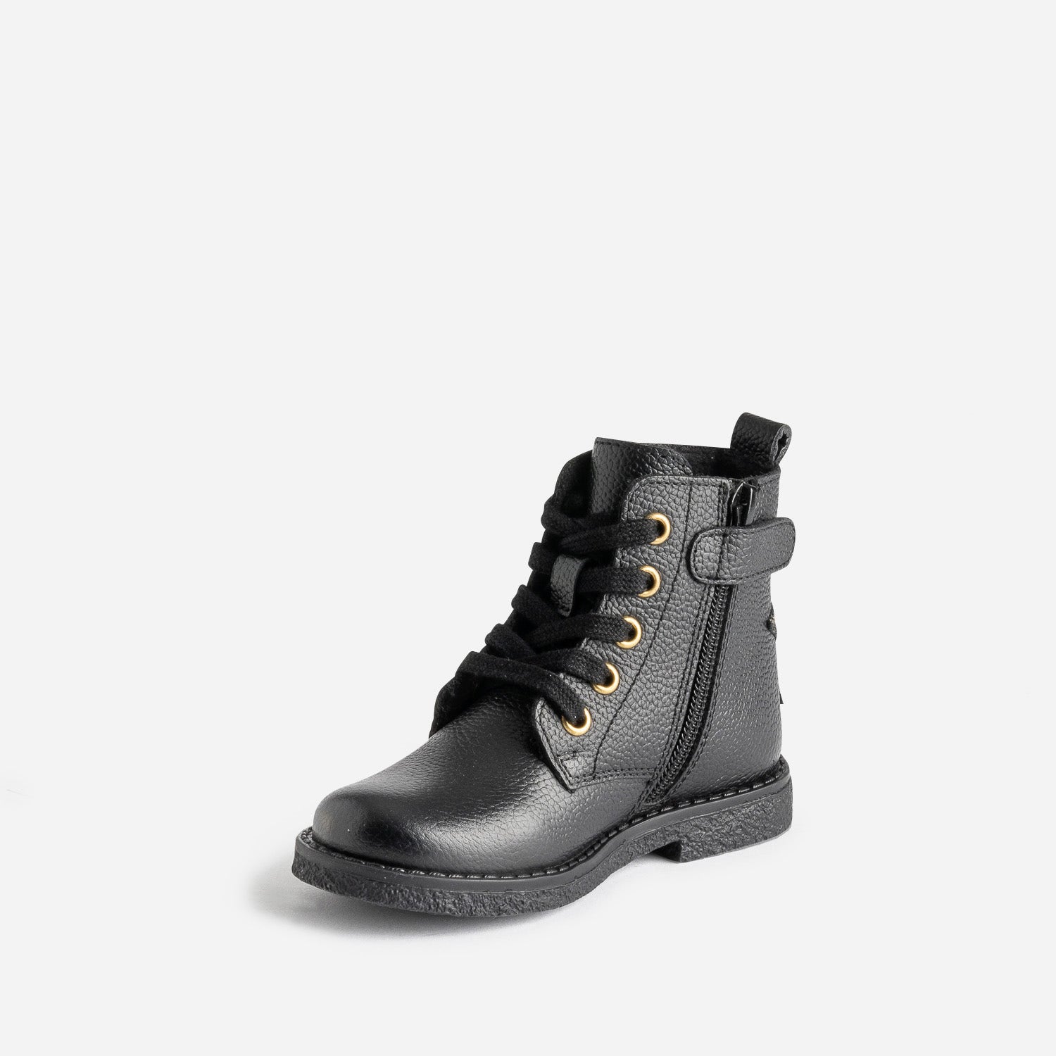 Bottine éco-conçue BUGGY noire en cuir décor étoile