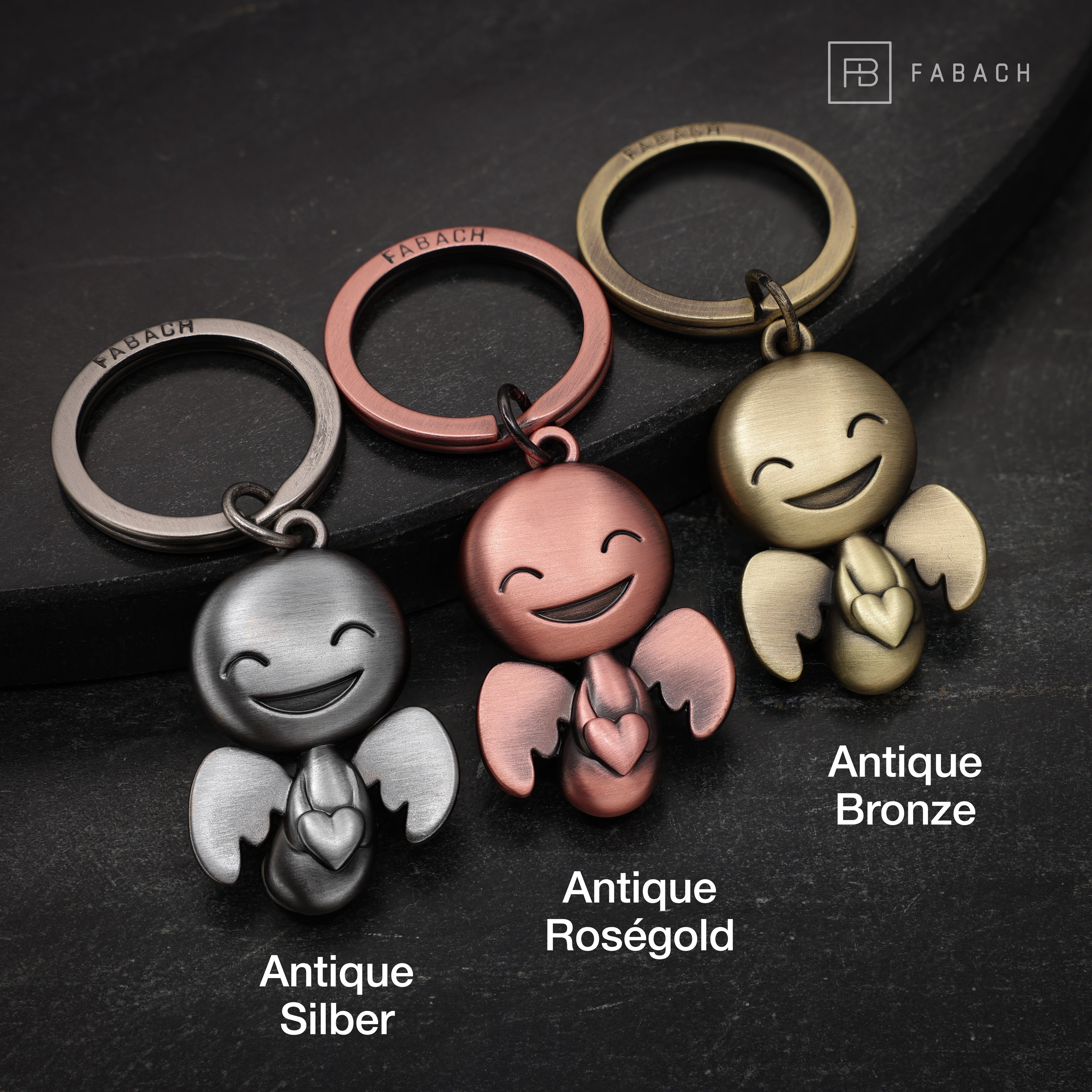 FABACH Schlüsselanhänger Schutzengel Happy mit Herz - Glücksbringer Geschenk für Partner