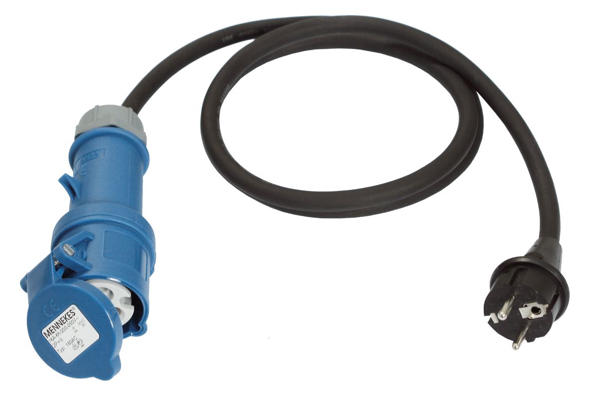 Schwabe 60486 Kamperski CEE adapter kabel s uzemljenjem 230V/16A IP44 H07RN-F 3G2.5 1.5m