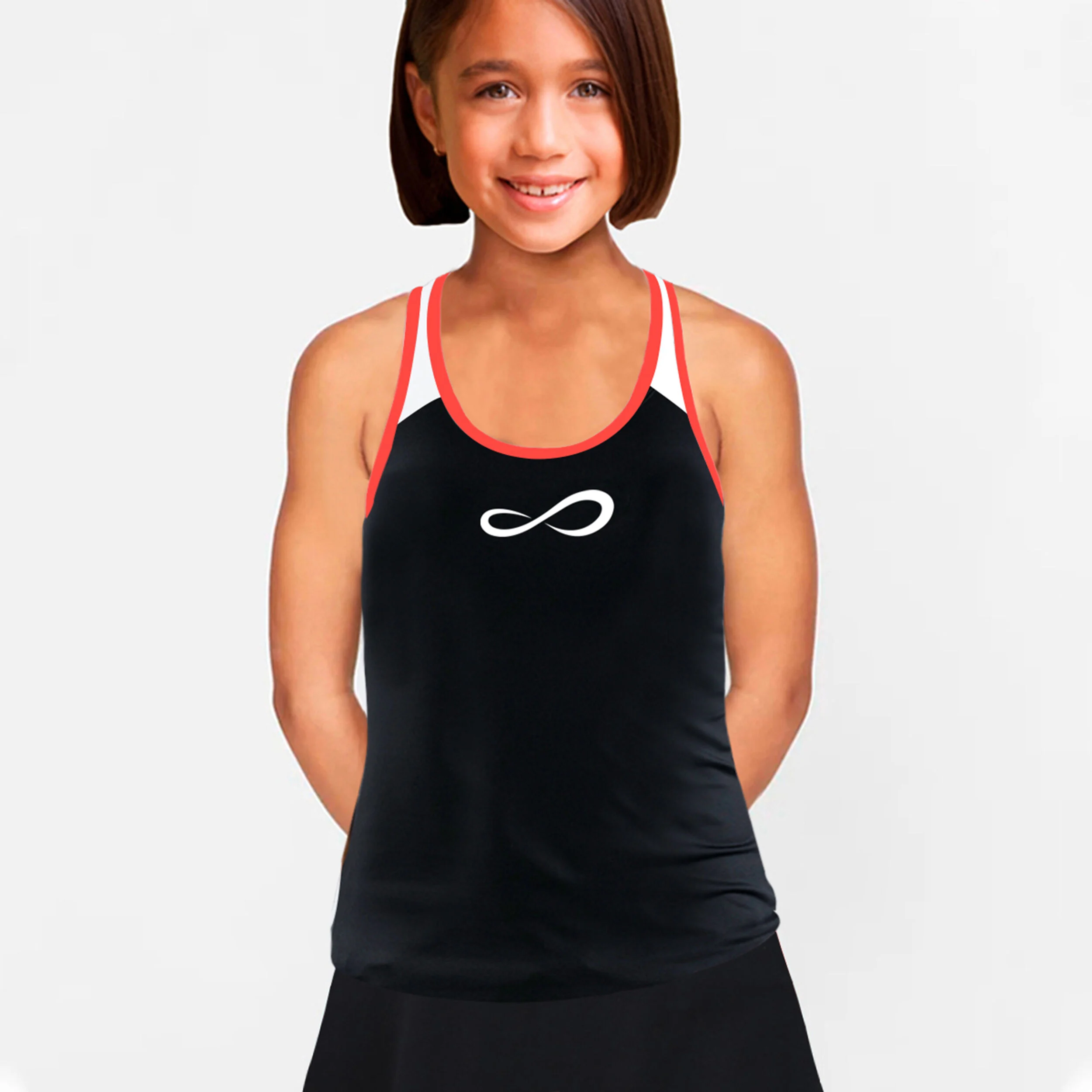 Minimal Tank-Top Mädchen - Schwarz, Rot