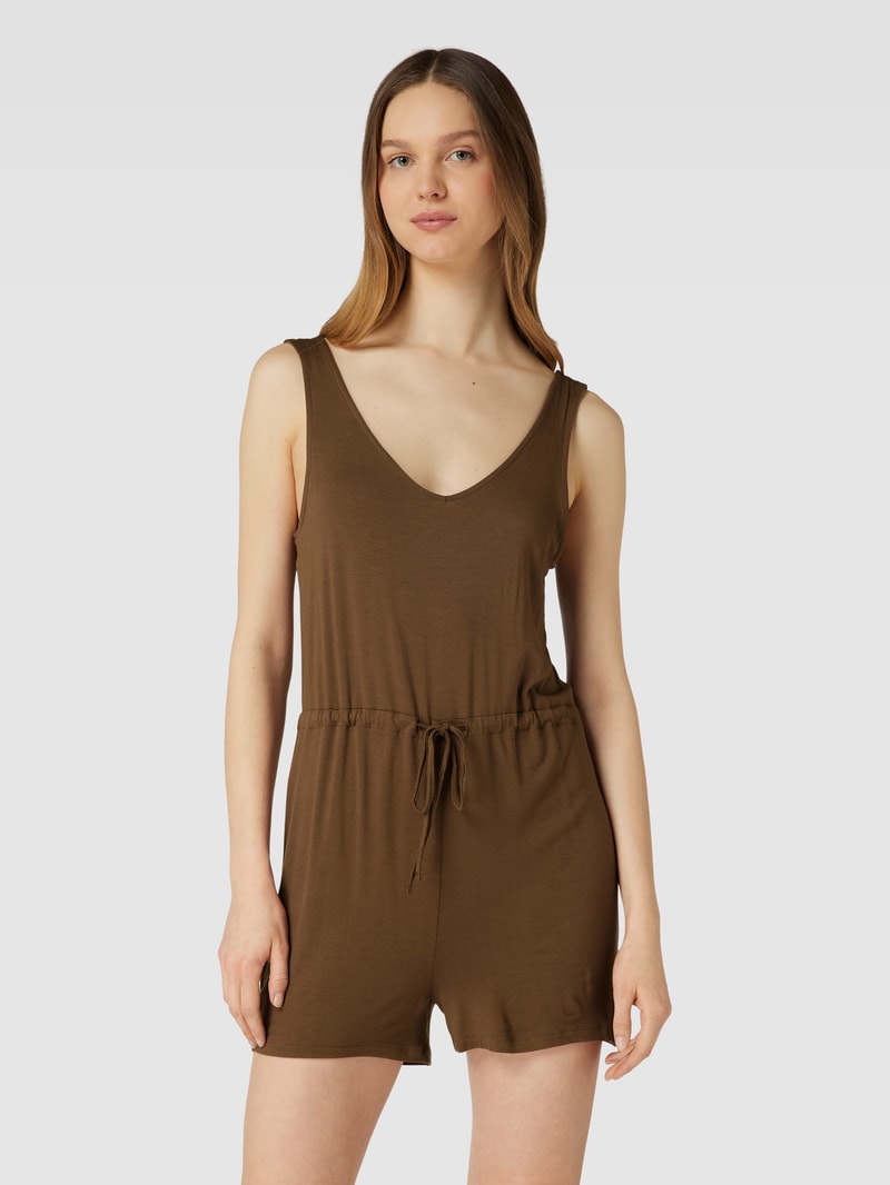 Jumpsuit mit V-Ausschnitt Modell 'NEORA' in olivgrün