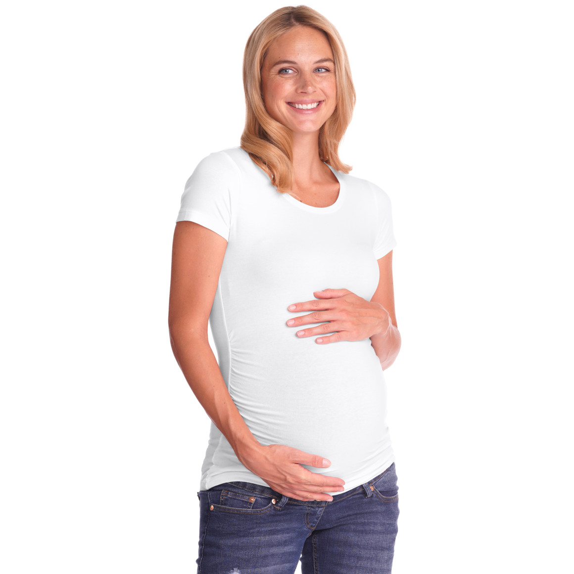 2 Damen Umstands-T-Shirts mit Raffung