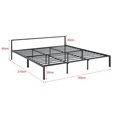 en.casa Metallbett, Imatra Bettgestell mit Kaltschaummatratze 180 x 200 cm Schwarz