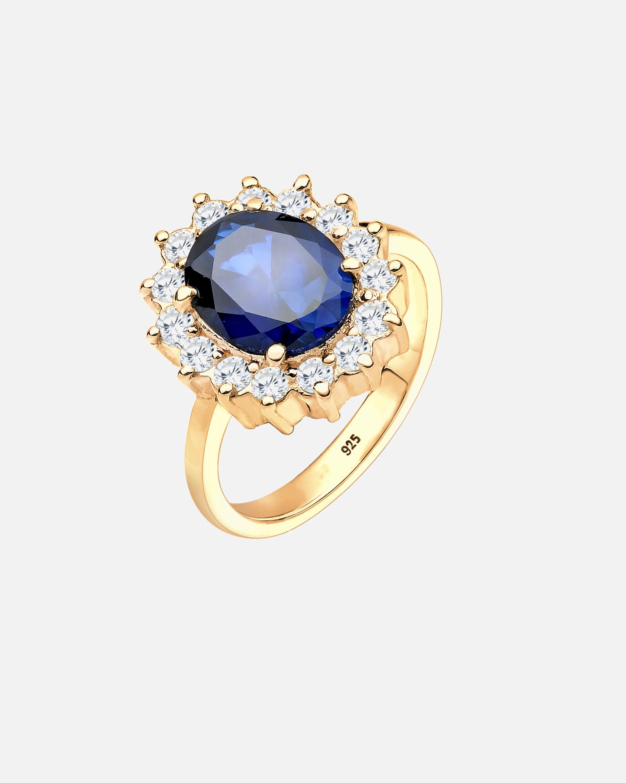 Anillo de cóctel Royal de Elli para mujer con zafiro sintético y circonio en plata de ley 925.
