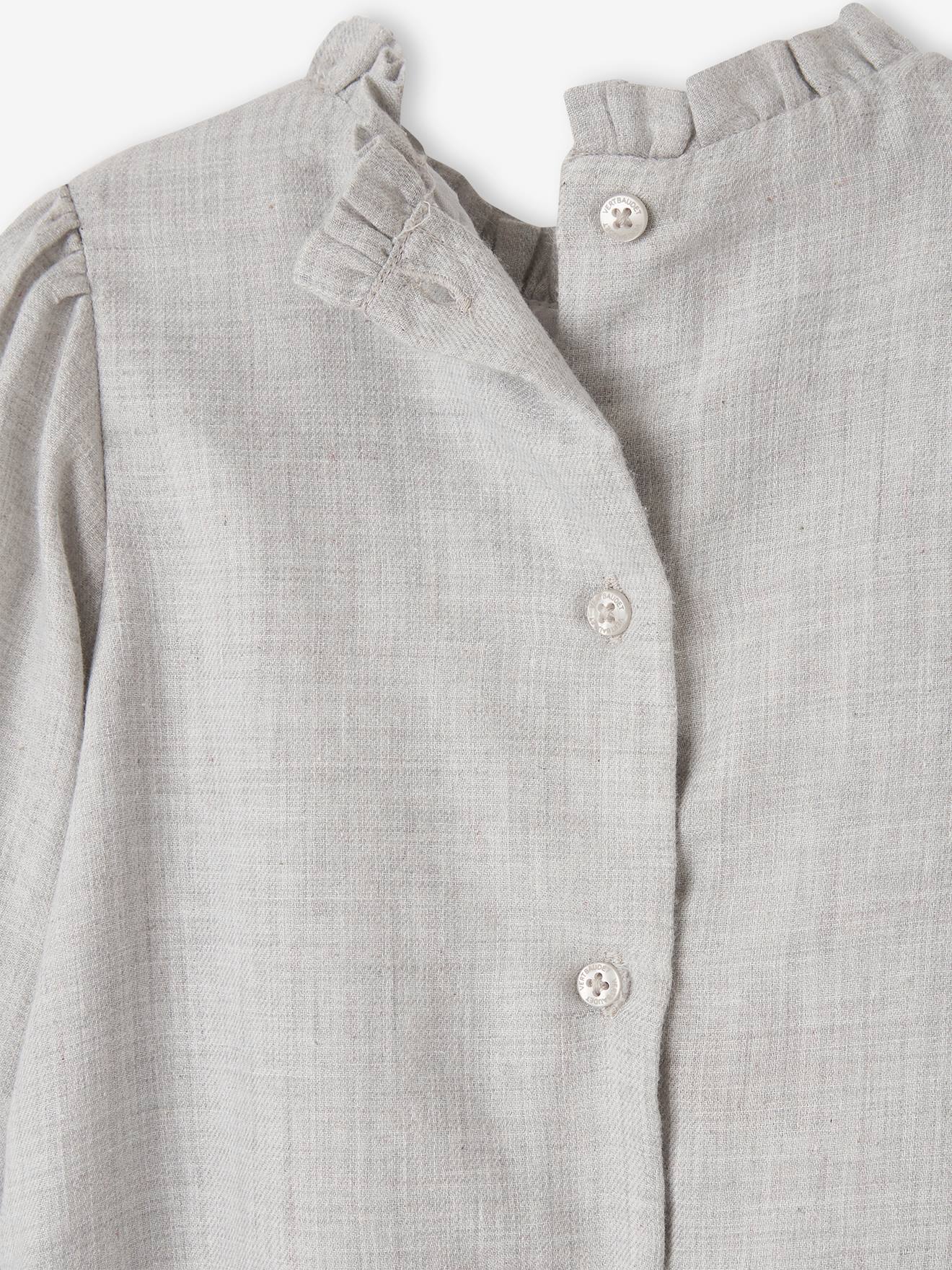 Robe avec plastron brodé bébé vert grisé