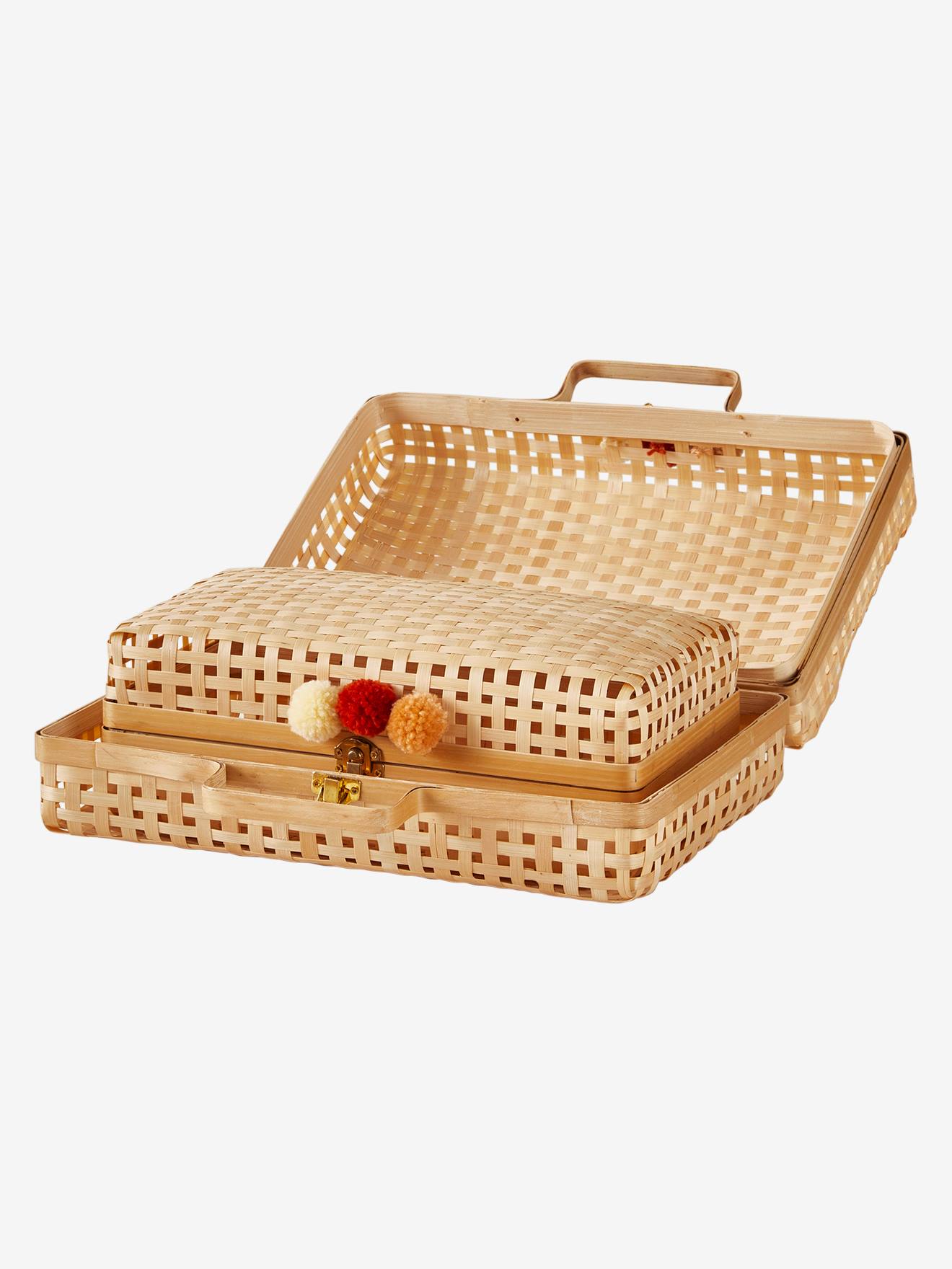 Lot de 2 valisettes en bambou beige