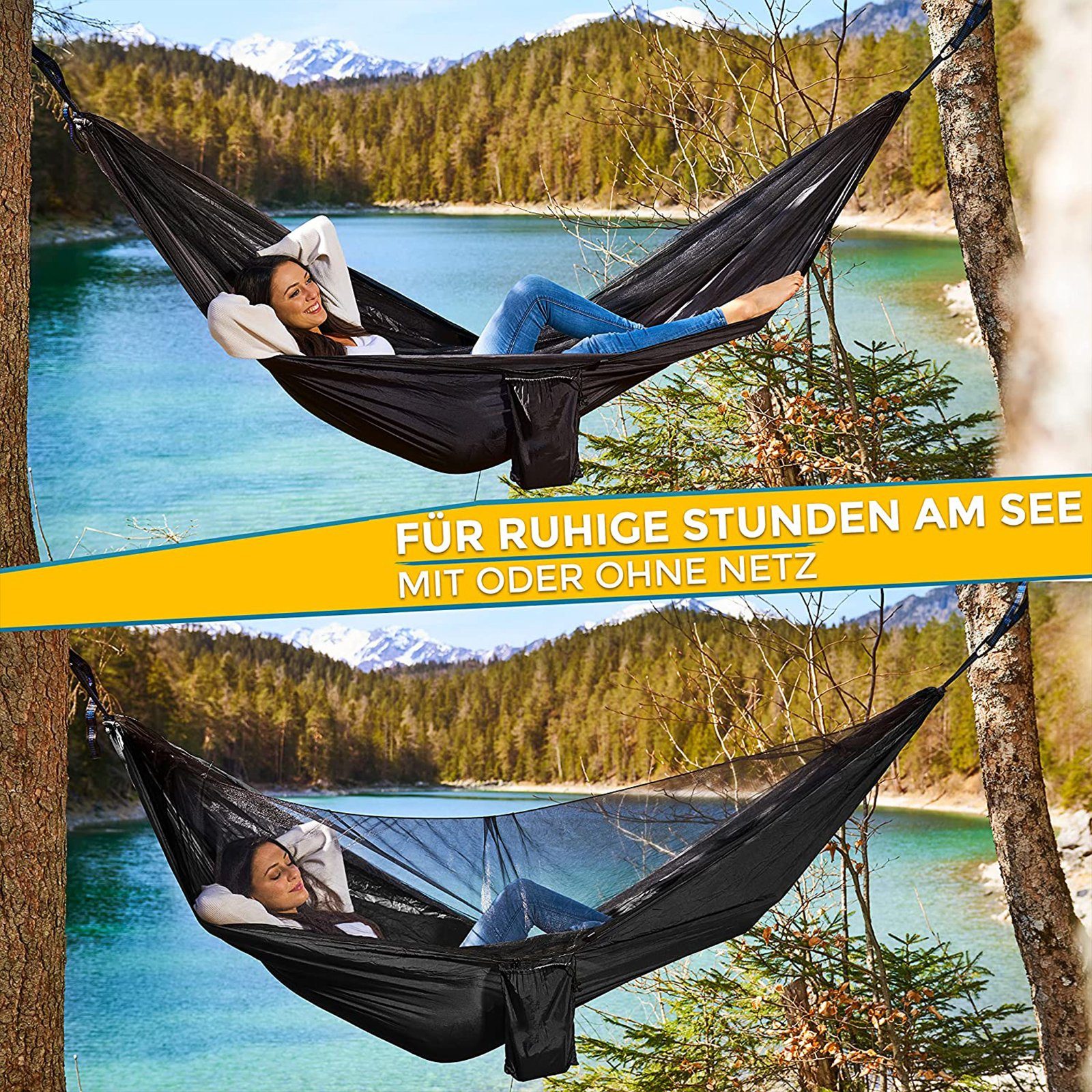 CALIYO Hängematte Hängematte Outdoor mit Moskitonetz,Reisehängematte Ultraleicht, Einfaches zum Öffnen, Tragbar, für Camping,Wandern, Hohe Tragfähigkeit