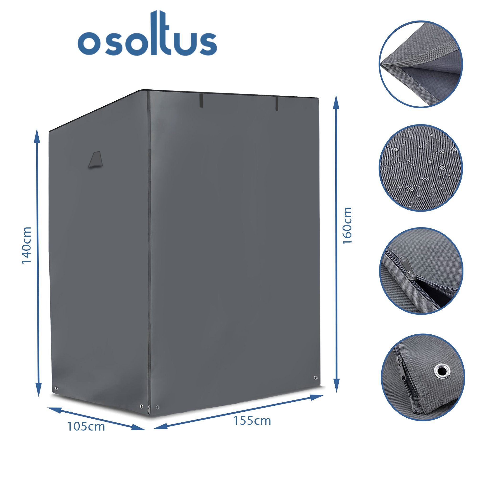 osoltus Gartenmöbel-Schutzhülle osoltus Strandkorb Schutzhaube Schutzhülle Comfort deluxe XXL grau