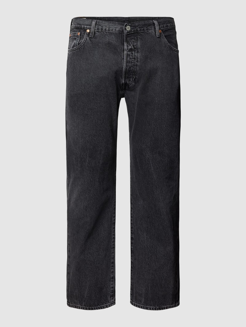 Jeans mit Label-Patch in schwarz