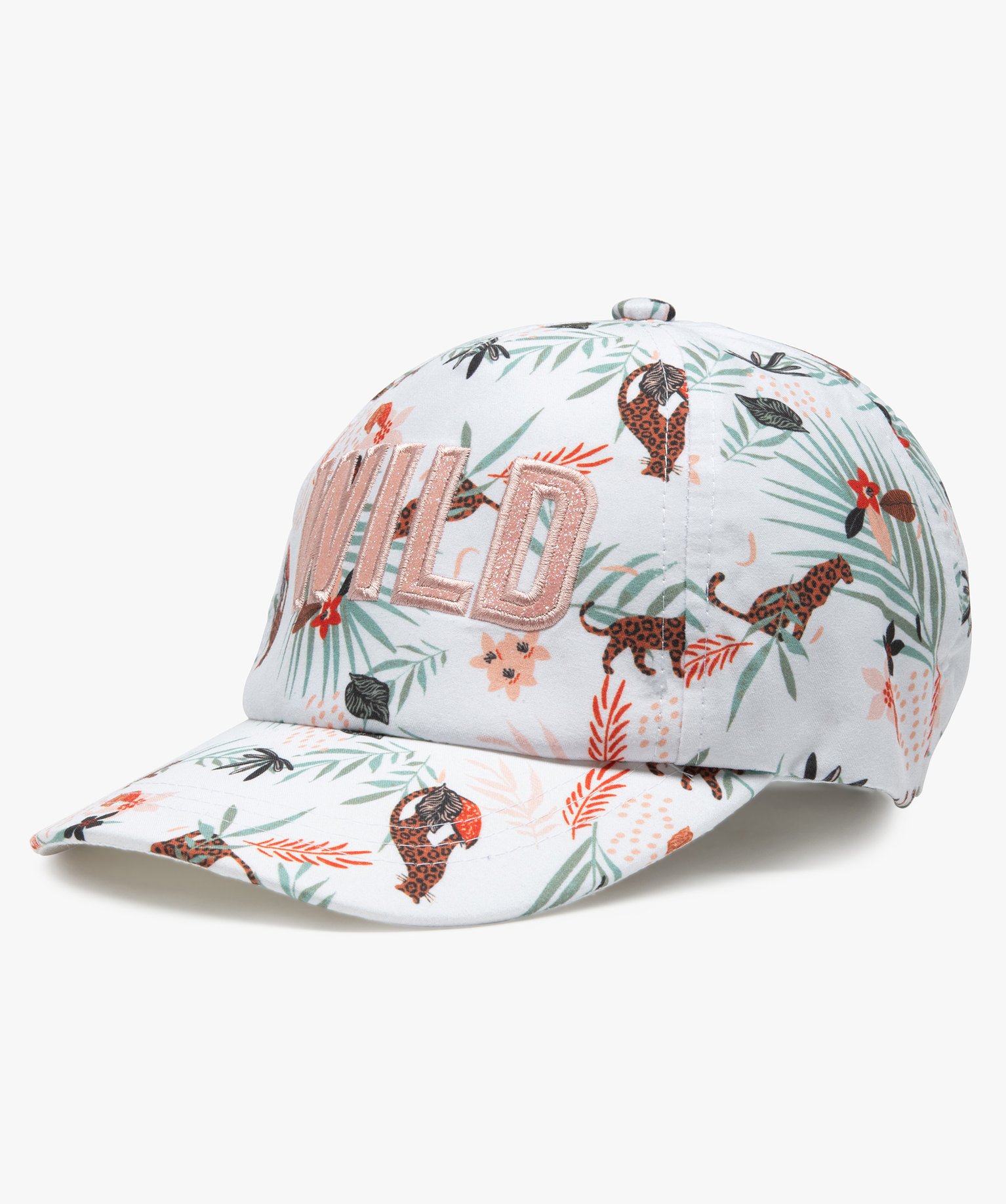 Casquette fille imprimé jungle et paillettes blanc | GEMO
