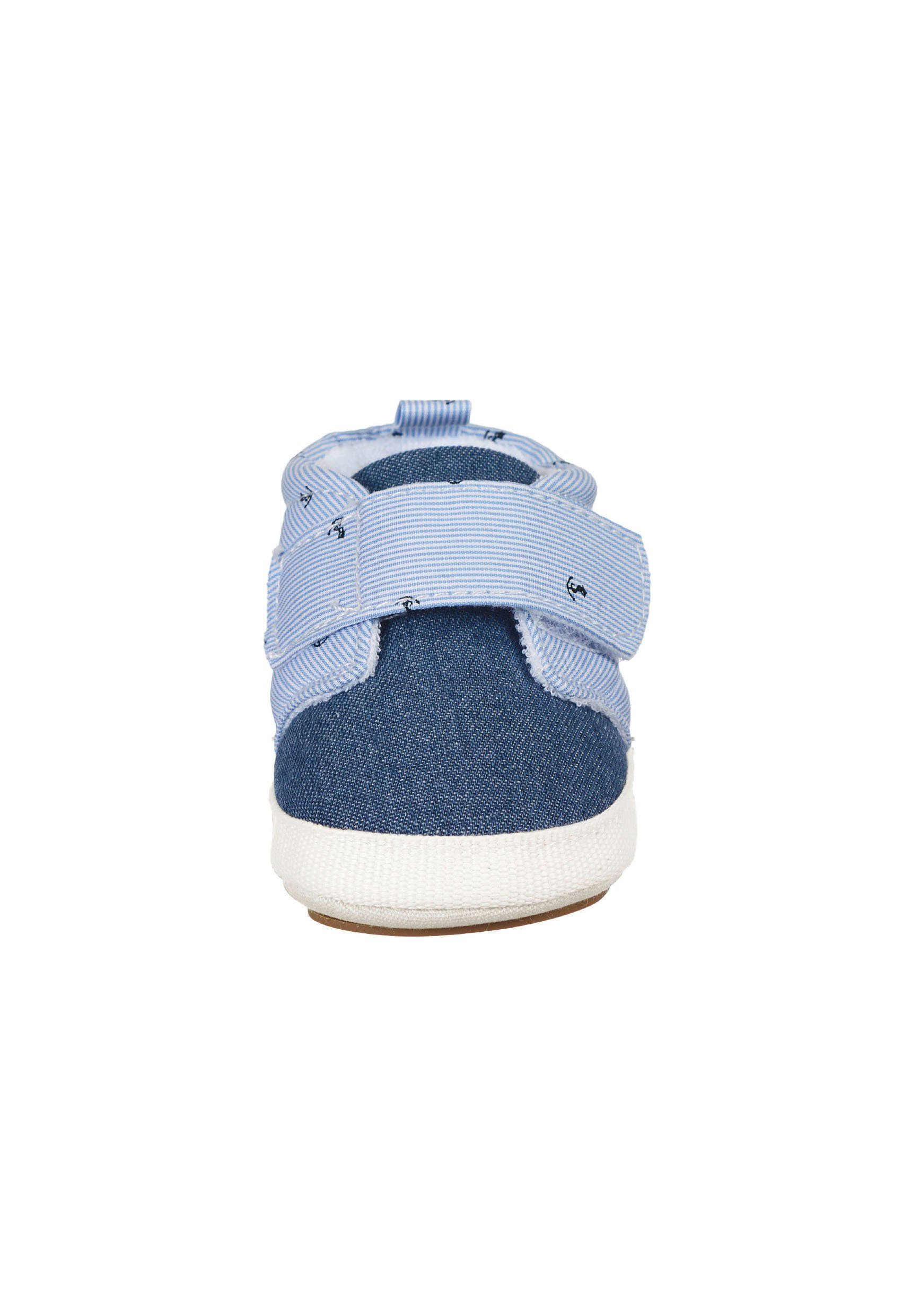 Sterntaler® Baby-Schuh Krabbelschuh (1-tlg) Bequeme Krabbelschuhe - Baby Schuhe Jungs, Babyschuh aus Denim und Baumwollstoff mit Druck - Flexible Schuhe, Maritime Babyschuhe mit Klettverschluss und rutschfester Sohle - Baby Ballerinas Schuhe - Anti-R