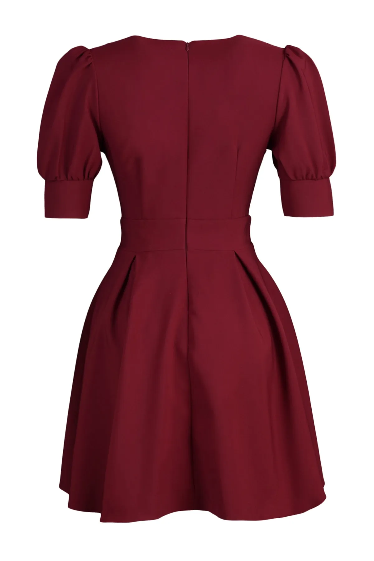 Trendyol Collection  Pflaumenfarbenes, mit Taillenöffnung geöffnetes Mini-gefüttertes, zweireihiges, plissiertes Webkleid mit Kragen TWOSS20EL1639