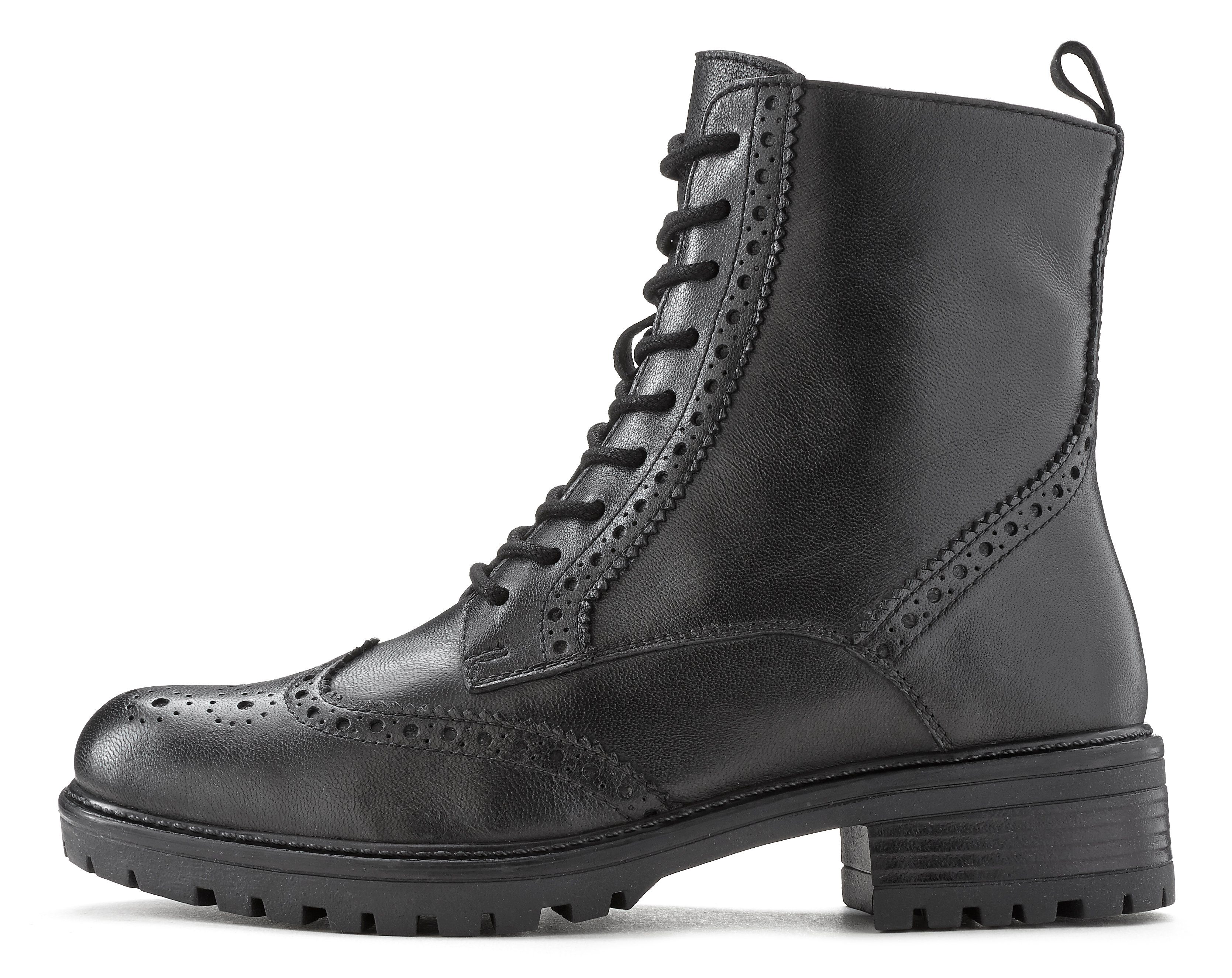 LASCANA Schnürboots Schnürstiefelette, Ankle Boots, Leder, Schnüren & Reißverschluss