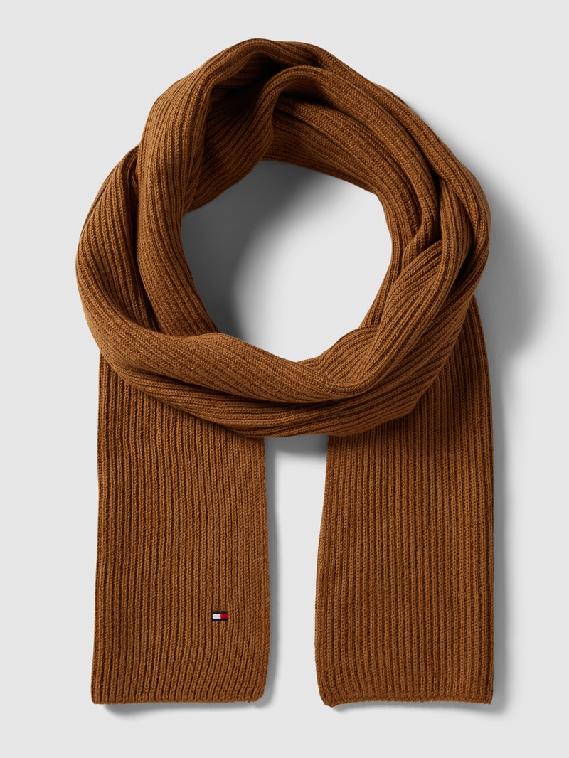 Schal mit Label-Stitching Modell 'ESSENTIAL FLAG' in cognac