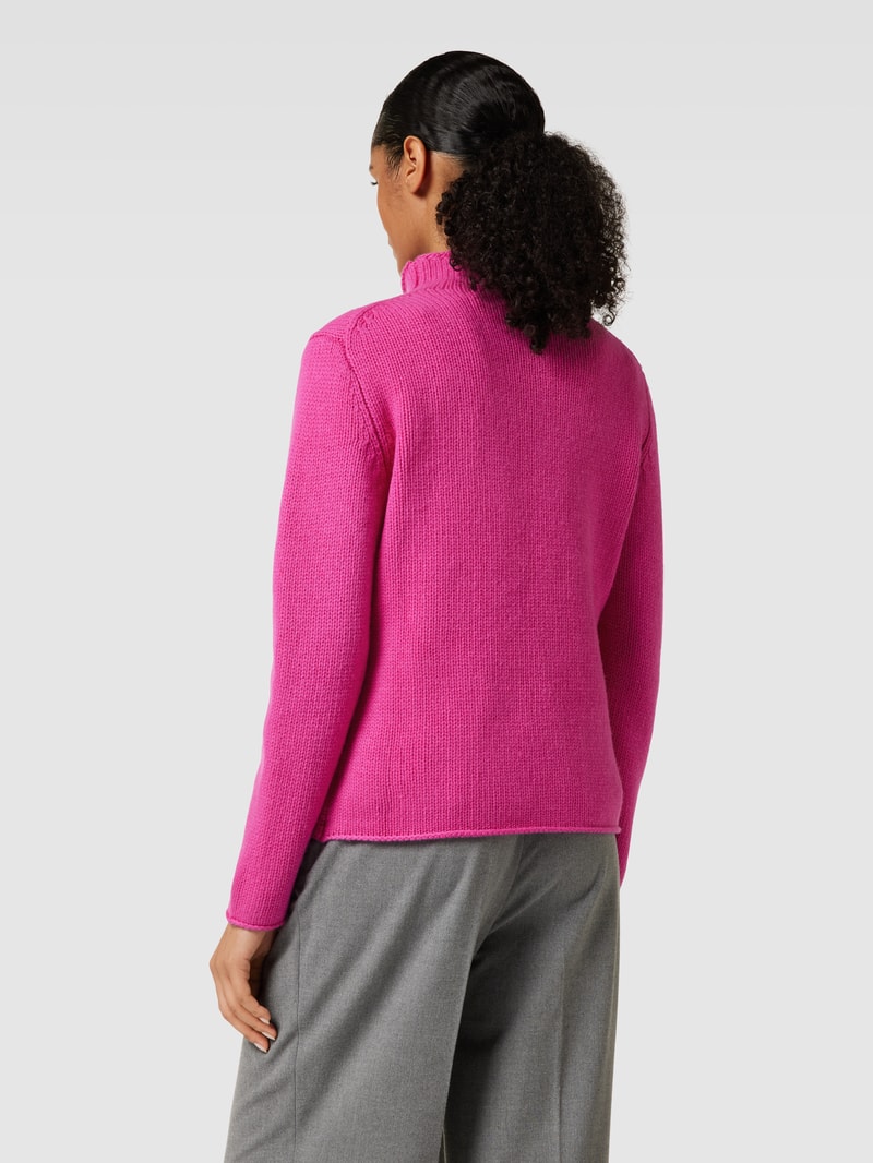 Strickpullover mit Stehkragen Modell 'Basic' in rosa