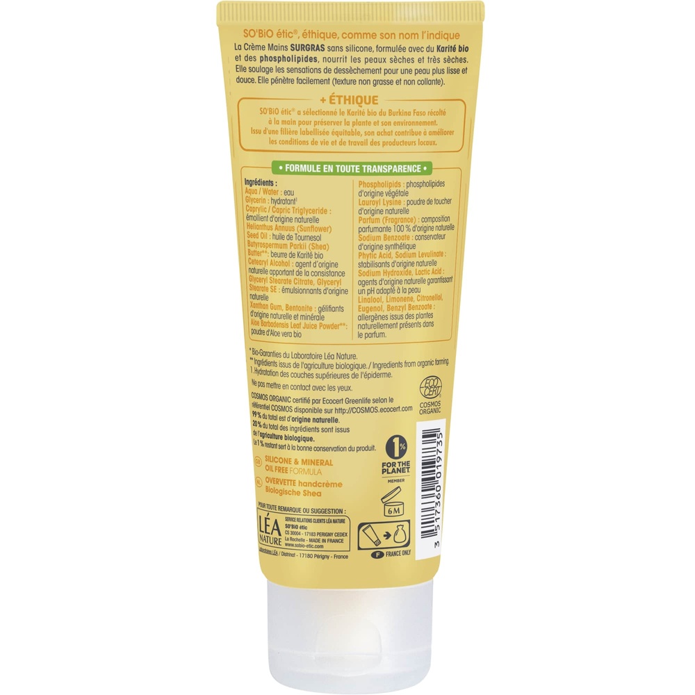 LÉA NATURE SO BiO étic Crème mains surgras, nourrit, Karité bio Crème mains