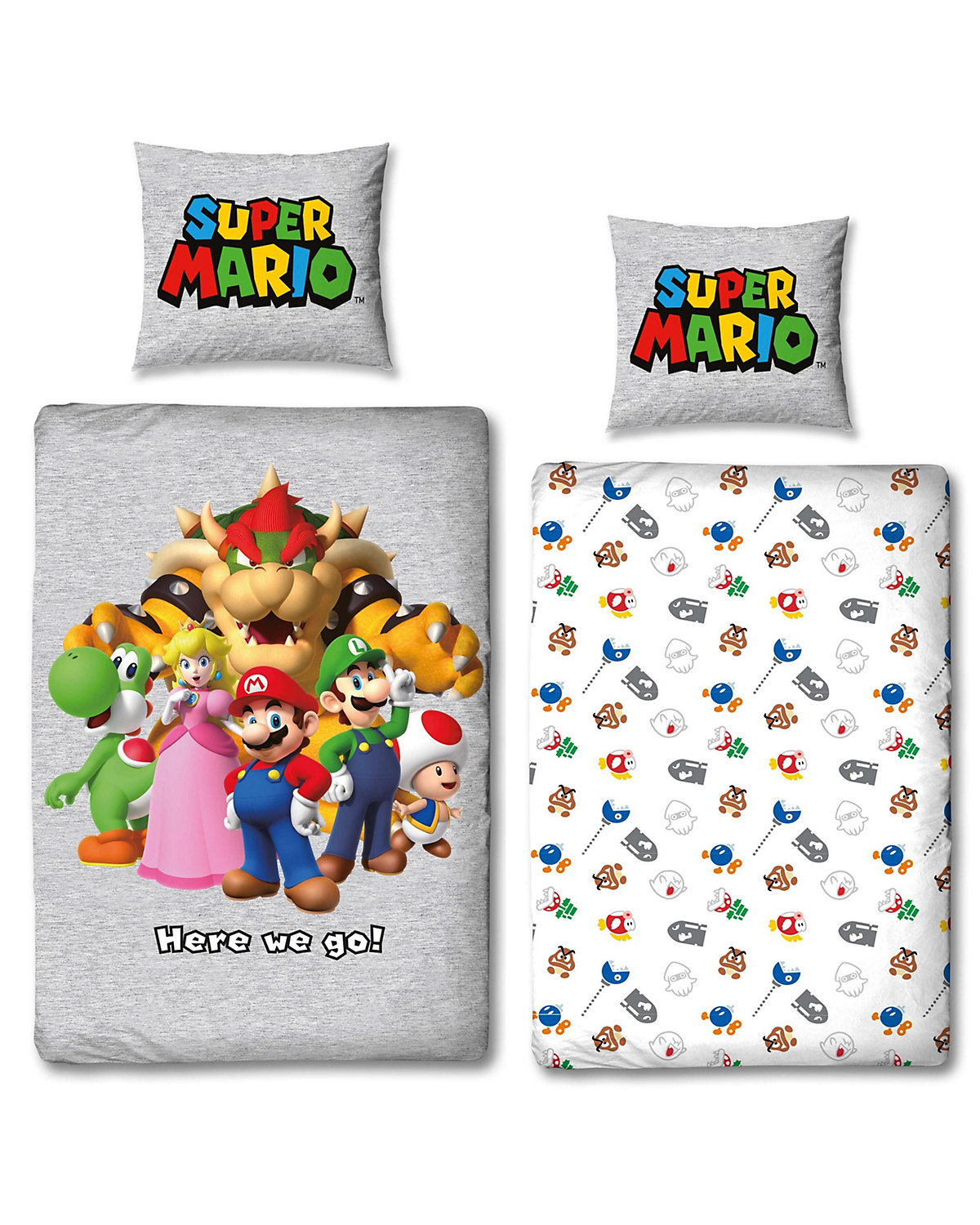 Bettwäsche Jungen Nintendo Super Mario Gaming, Renforcé, 135 x 200 cm + 80 x 80 cm